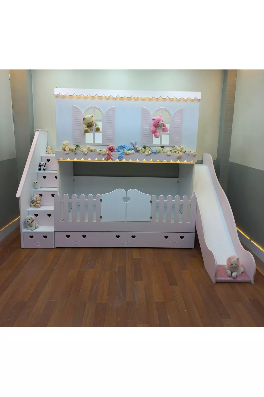 Alaçatı Bunk Bed with Slide and Small Bed