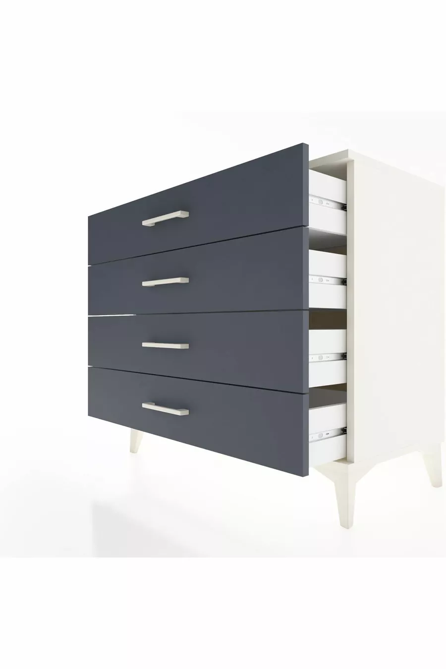 Commode Hyperion 4 tiroirs Pierre de lune-Anthracite