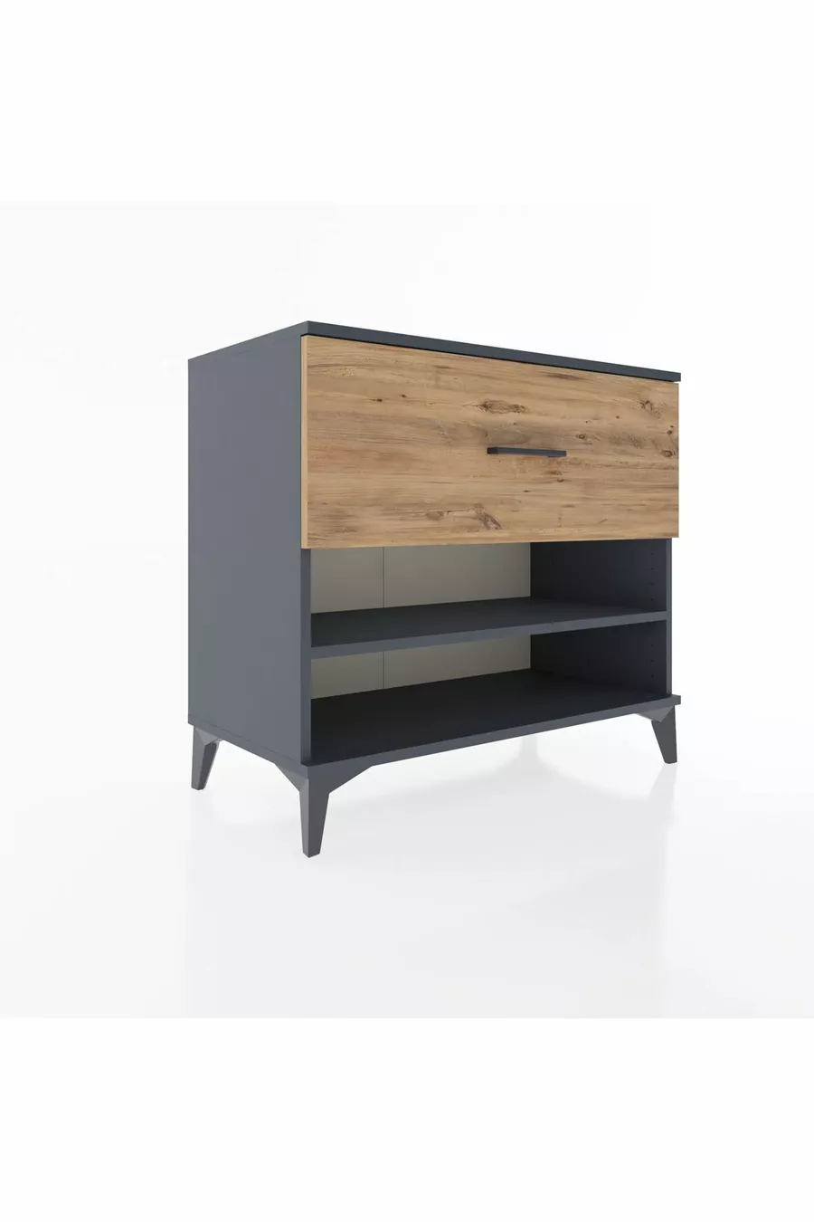 Commode Hyperion à une étagère et un tiroir, anthracite-pin