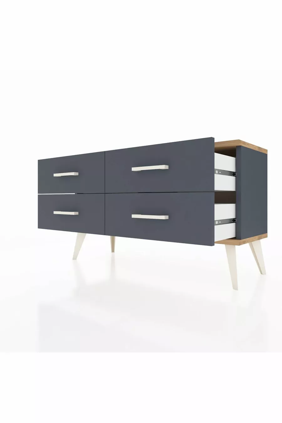 Cassettiera Arges 4 Ripiani Antracite-Pino/Antracite