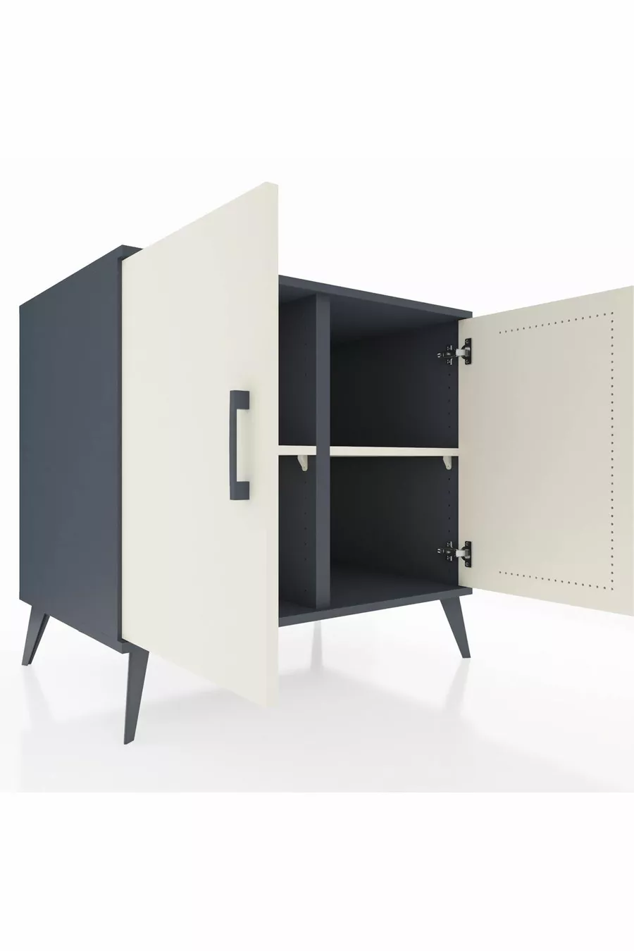 Commode Kronos 2 étagères 2 portes Anthracite-Pierre de lune