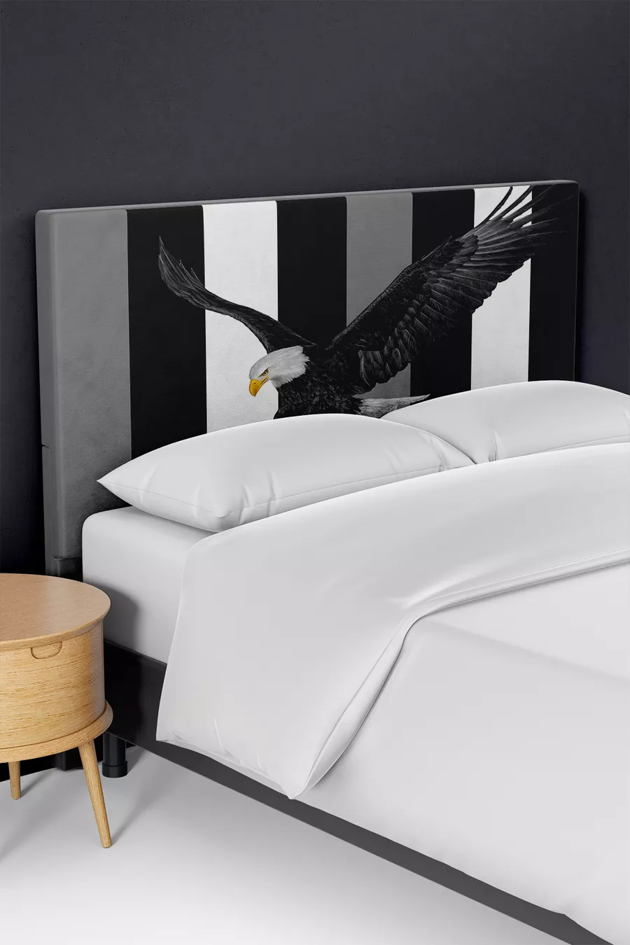Housse de tête de lit pour sommier avec motif Aigle Noir et Blanc