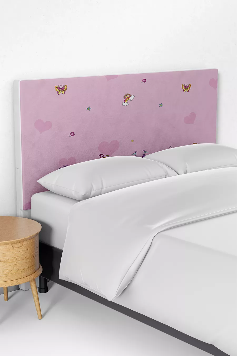 Housse de tête de lit pour enfants avec motif de princesse rose