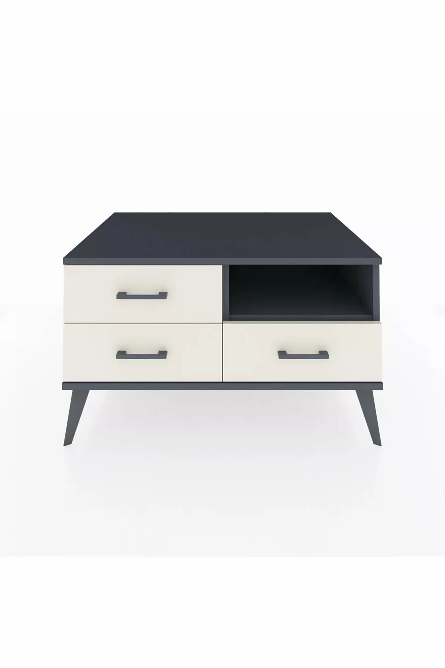 Commode Kronos à une étagère et 3 tiroirs Anthracite-Anthracite/Pierre de Lune