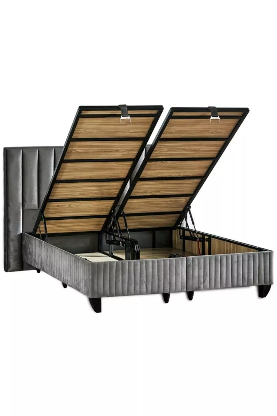 Ensemble Lit Hades avec Sommier et Tête de Lit Double Pack Matelas à Ressorts Luxe Sommier et Tête de Lit Gris Foncé
