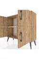 Commode Arges 2 étagères 4 portes Pin-Pin/Pierre de lune