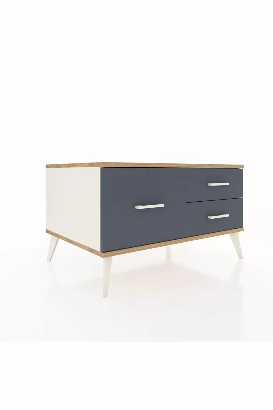 Commode Kronos 3 tiroirs Pierre de lune-Pin/Anthracite