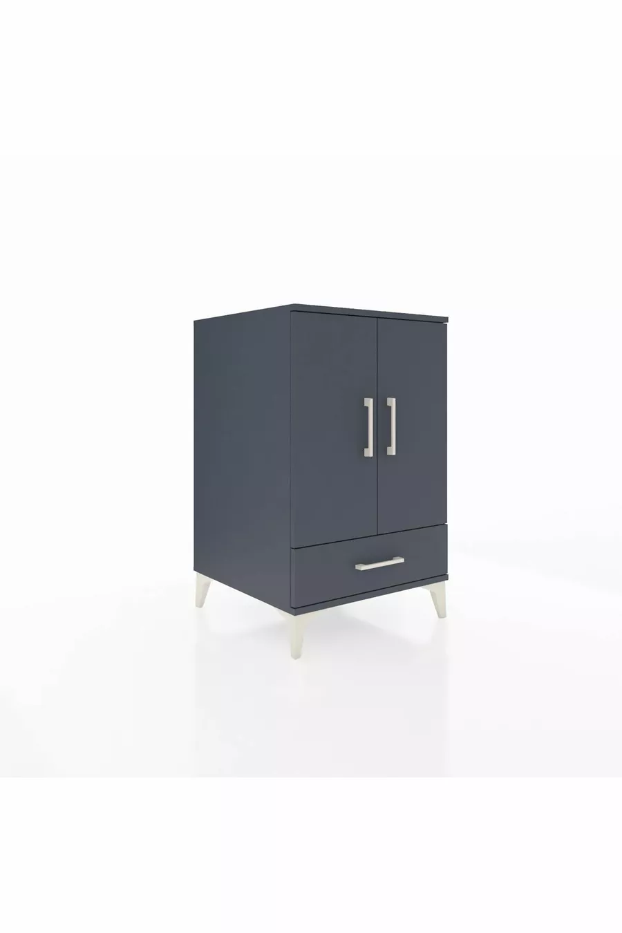 Table de chevet Kronos avec 3 étagères, 1 tiroir et 2 portes, Anthracite-Anthracite