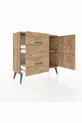 Commode Arges avec une étagère, 2 tiroirs et 2 portes, pin-pin