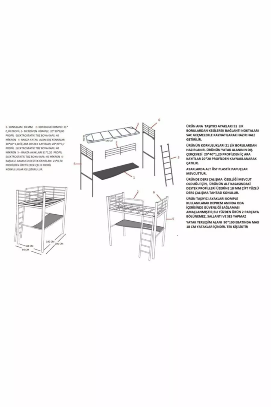 Работна маса с двойно легло