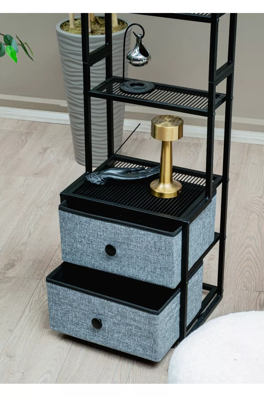 Stoffen lade 5-laags metalen kast decoratieve nachtkastje multifunctionele commode