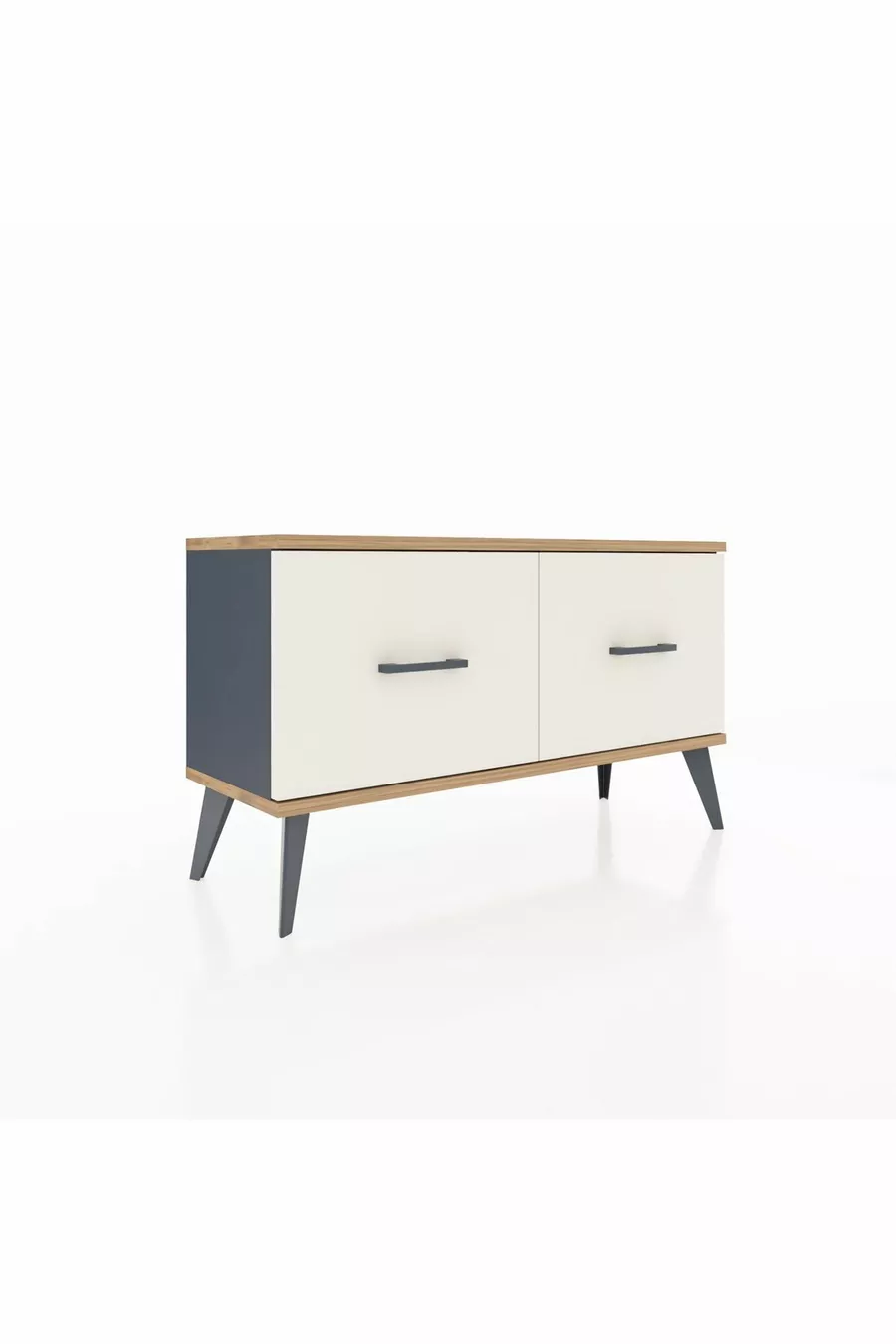 Commode Arges 2 Tiroirs Anthracite-Cèdre/Pierre de Lune