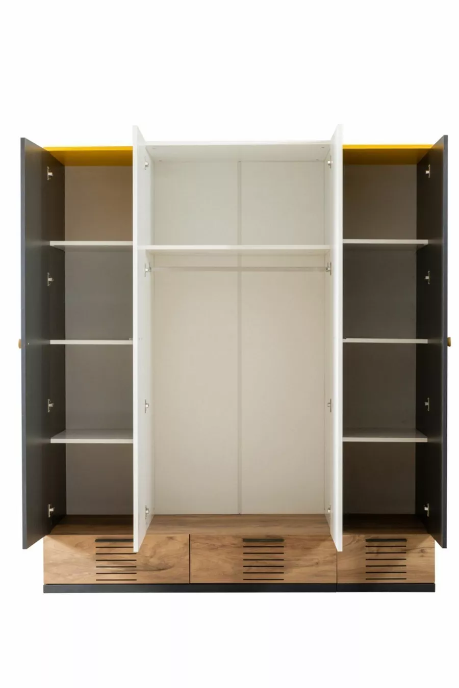 Chambre d'Adolescent Relax - Armoire à 4 Portes, Lit, Table de Chevet, Commode