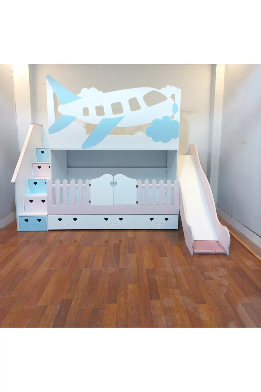 Thy Sliding Loft Bed with Aircraft Model