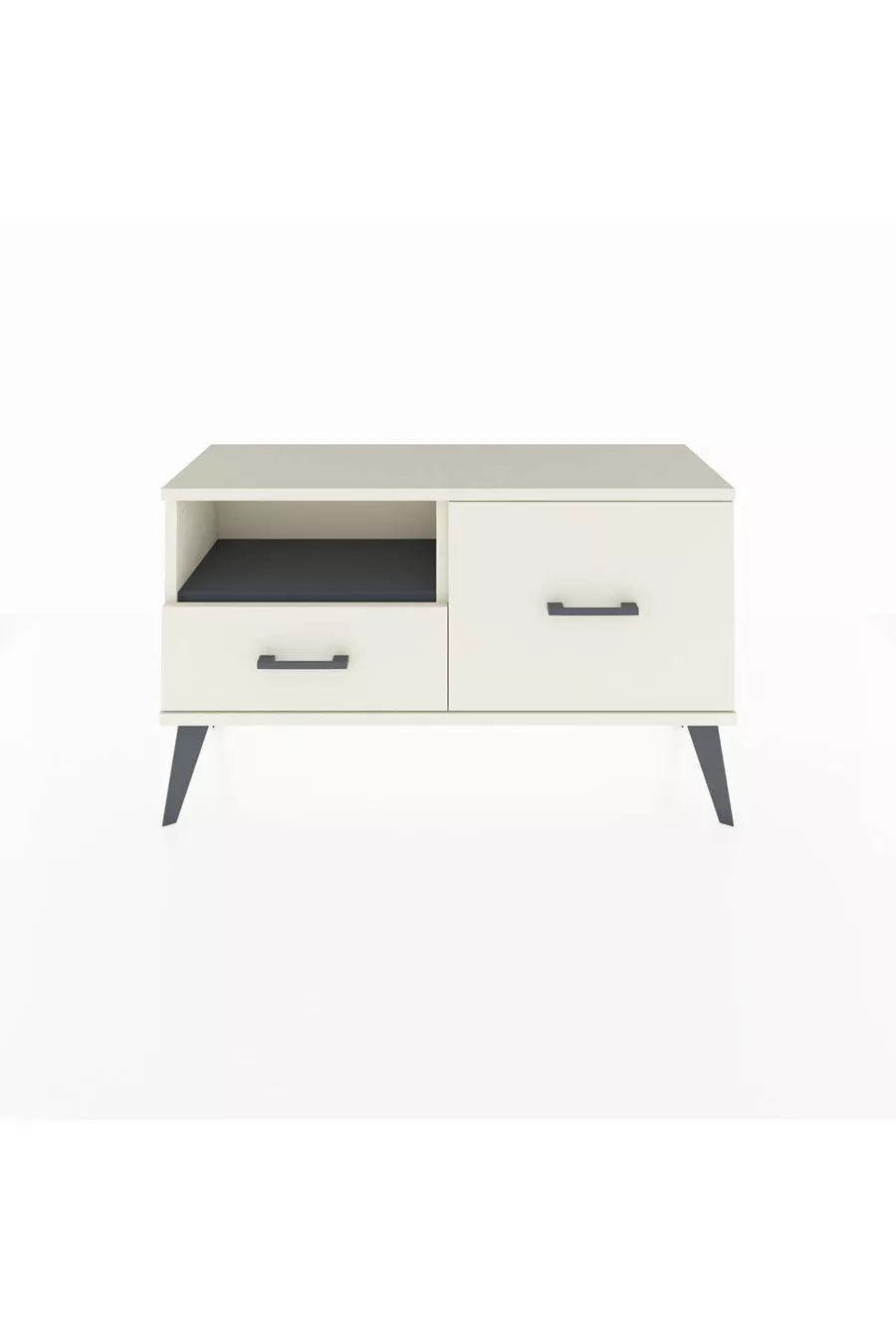 Commode Arges à une étagère et 2 tiroirs, quartz-anthracite/quartz