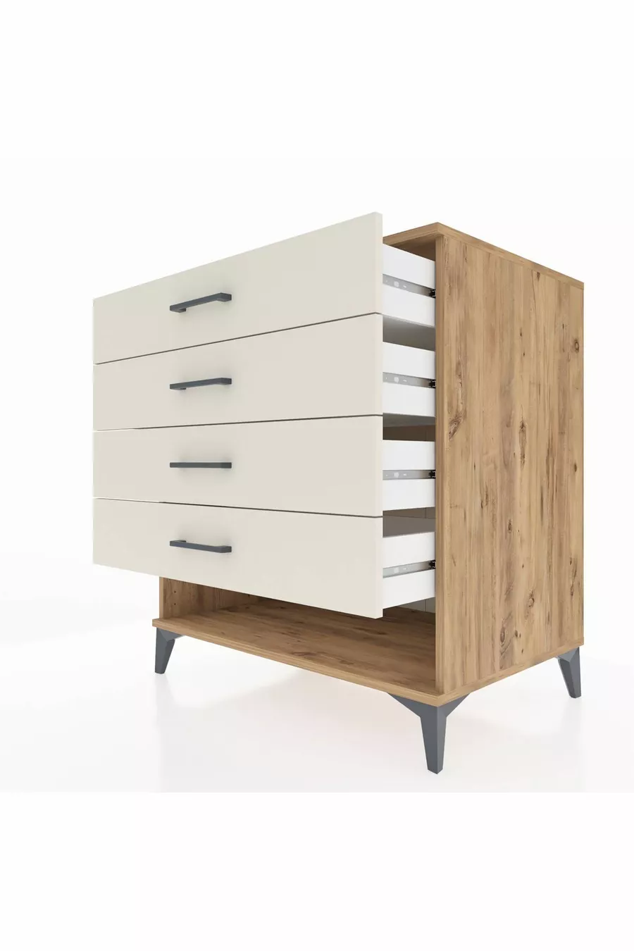 Kronos Kommode mit 4 Schubladen Kiefer-Marmor