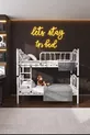 Lit Superposé et Lit Simple en Métal pour Chambre d'Enfant Orkide Blanc
