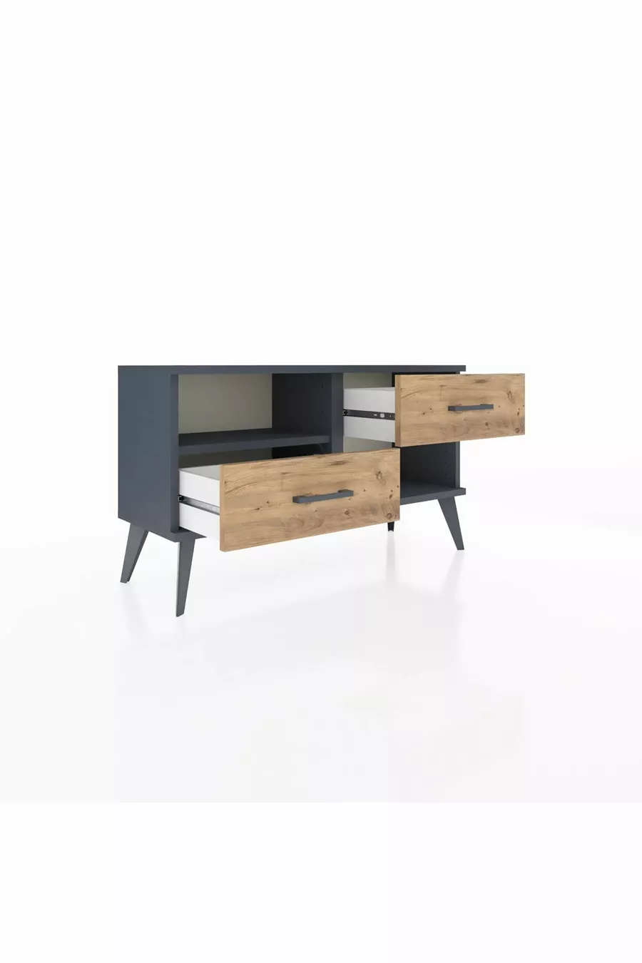 Comò Arges con Un Ripiano e 2 Cassetti Antracite-Antracite/Pino