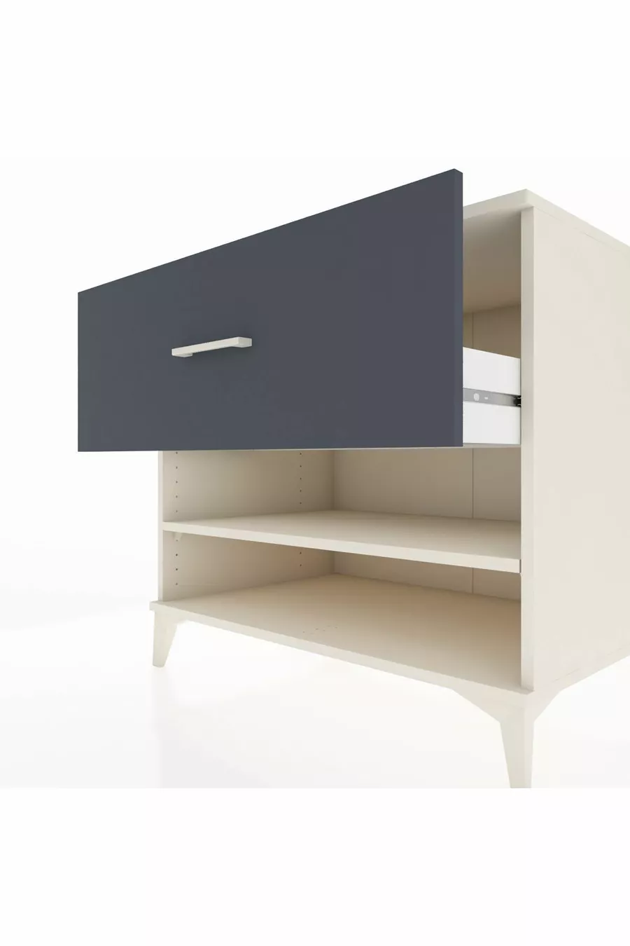 Commode Kronos à une étagère et un tiroir, Pierre de Lune-Anthracite