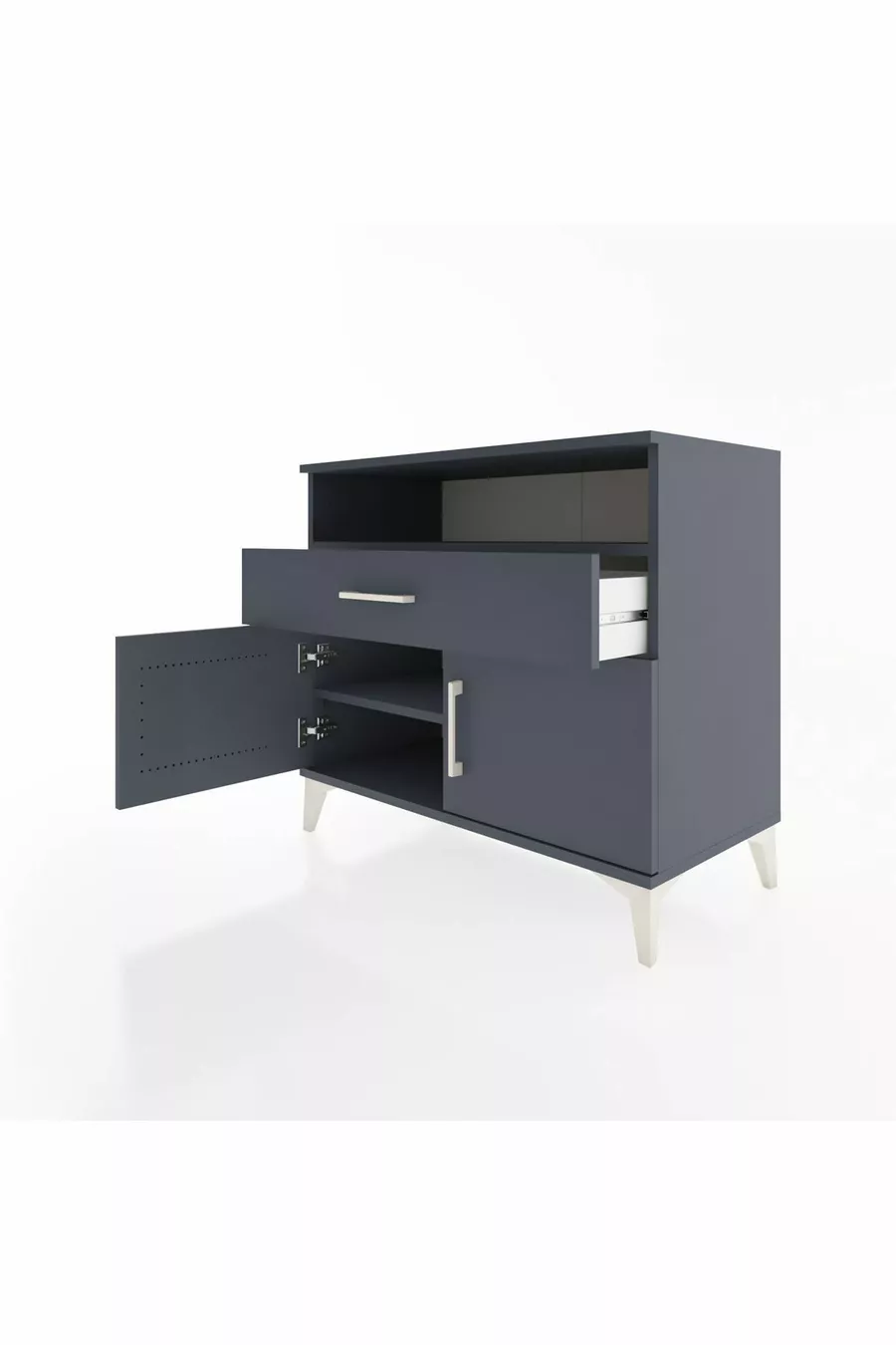 Commode Hyperion 2 étagères 1 tiroir 2 portes Anthracite-Anthracite