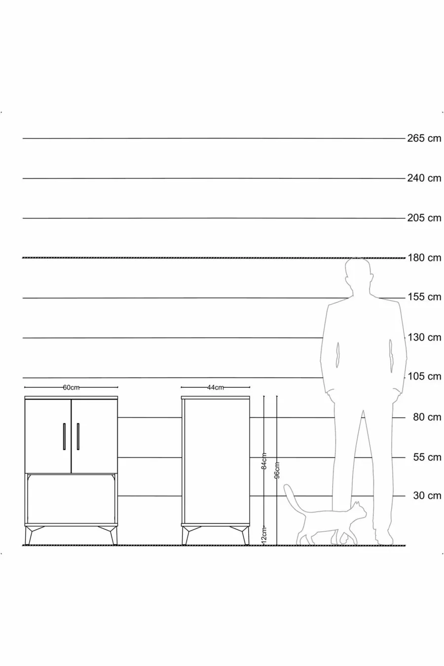 Commode Hyperion 2 étagères 2 portes Pierre de lune-Anthracite