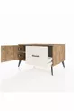 Commode Kronos avec une étagère, un tiroir et une porte, Pins-Pins / Pierre de lune