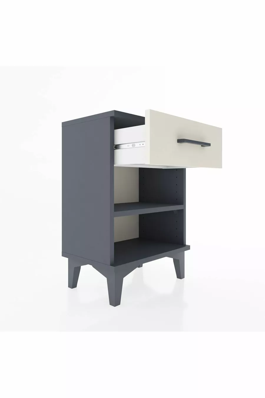 Arges Commode Single Shelf Single Drawer Anthracite-Sandstone