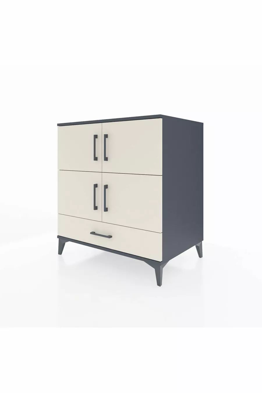 Commode Kronos avec 4 étagères, 1 tiroir et 4 portes, Anthracite-Pierre de lune