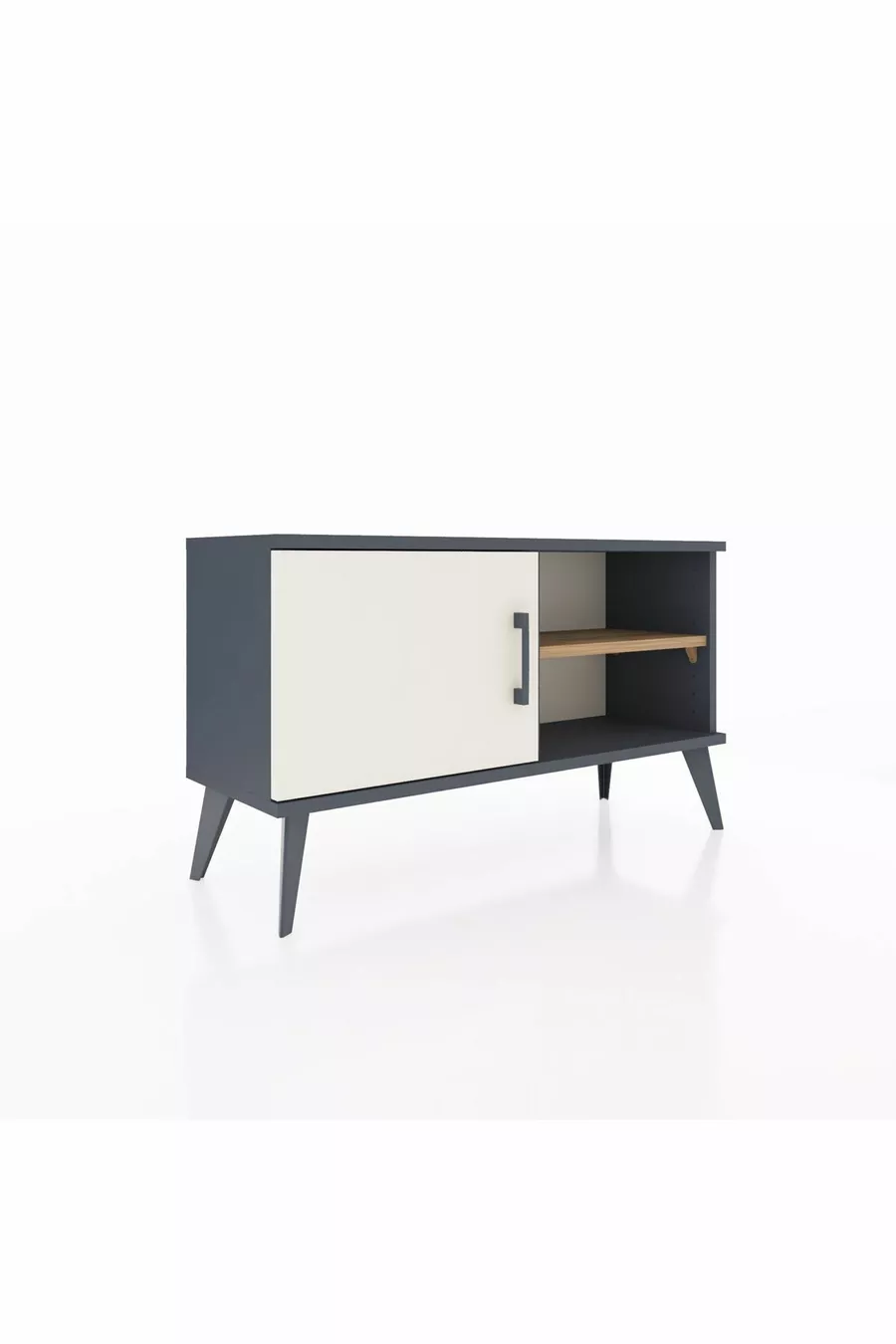 Commode Arges avec 2 étagères et une porte Anthracite-Pierre de Lune/Sapin