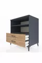 Commode Kronos 2 étagères 2 tiroirs Anthracite-Bois de pin