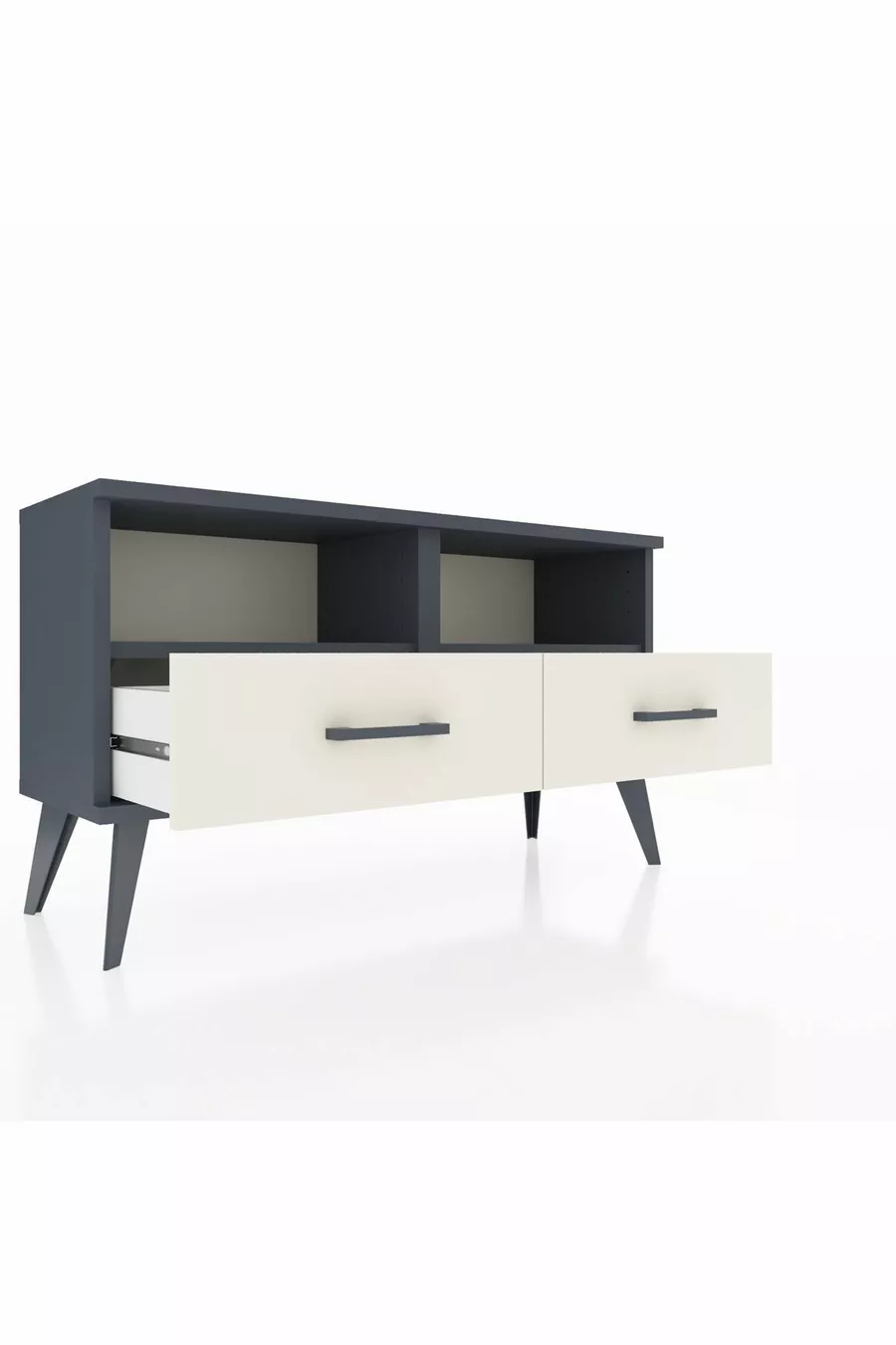 Commode Arges 2 étagères 2 tiroirs Anthracite-Anthracite/Pierre de lune
