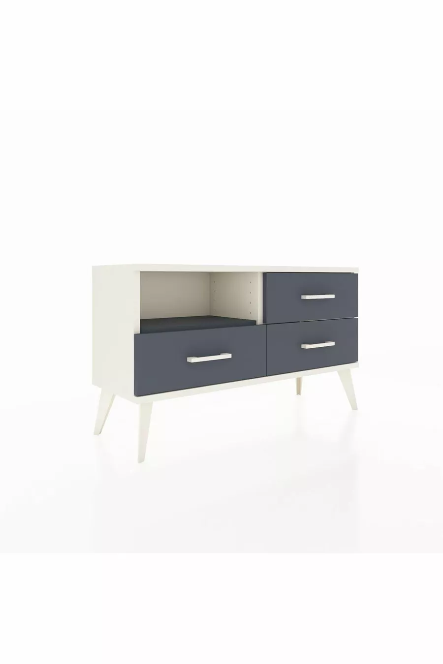 Commode Arges à une étagère et trois tiroirs, Pierre de lune-Anthracite