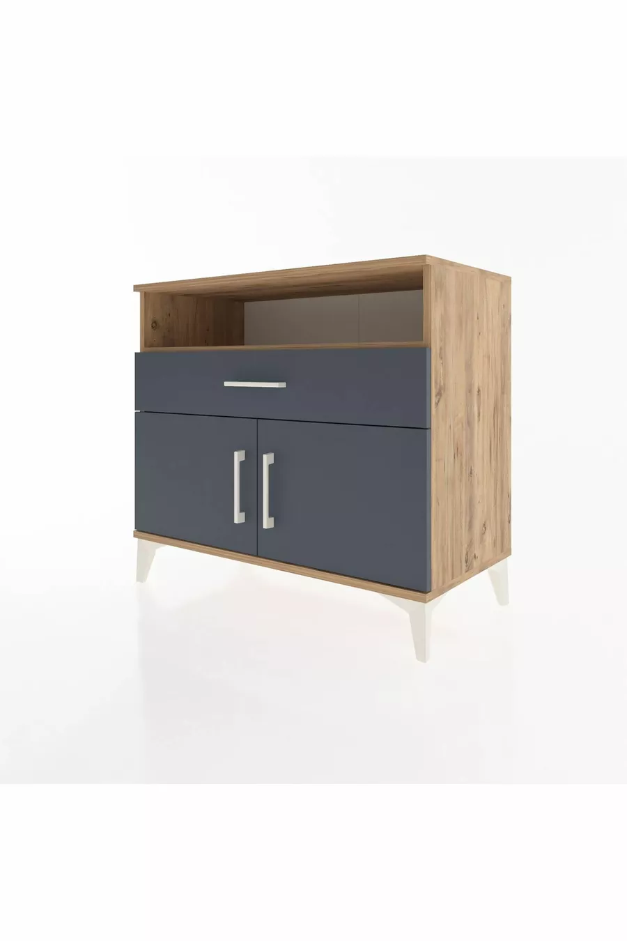 Commode Hyperion avec 2 étagères, 1 tiroir et 2 portes, pin-anthracite
