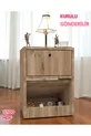Bedside table with lock and secret compartment, MDF, delivered assembled, no assembly required