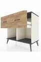 Commode Hyperion 2 tiroirs Pierre de lune-Anthracite/Pin