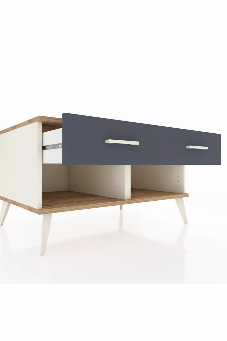 Commode Kronos à 2 tiroirs Marbre-de-lune-Épicéa/Anthracite