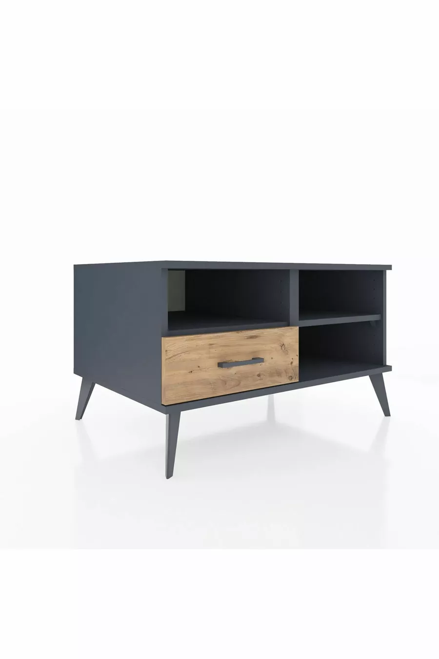 Commode Kronos 2 étagères 1 tiroir Anthracite-Anthracite/Sapin