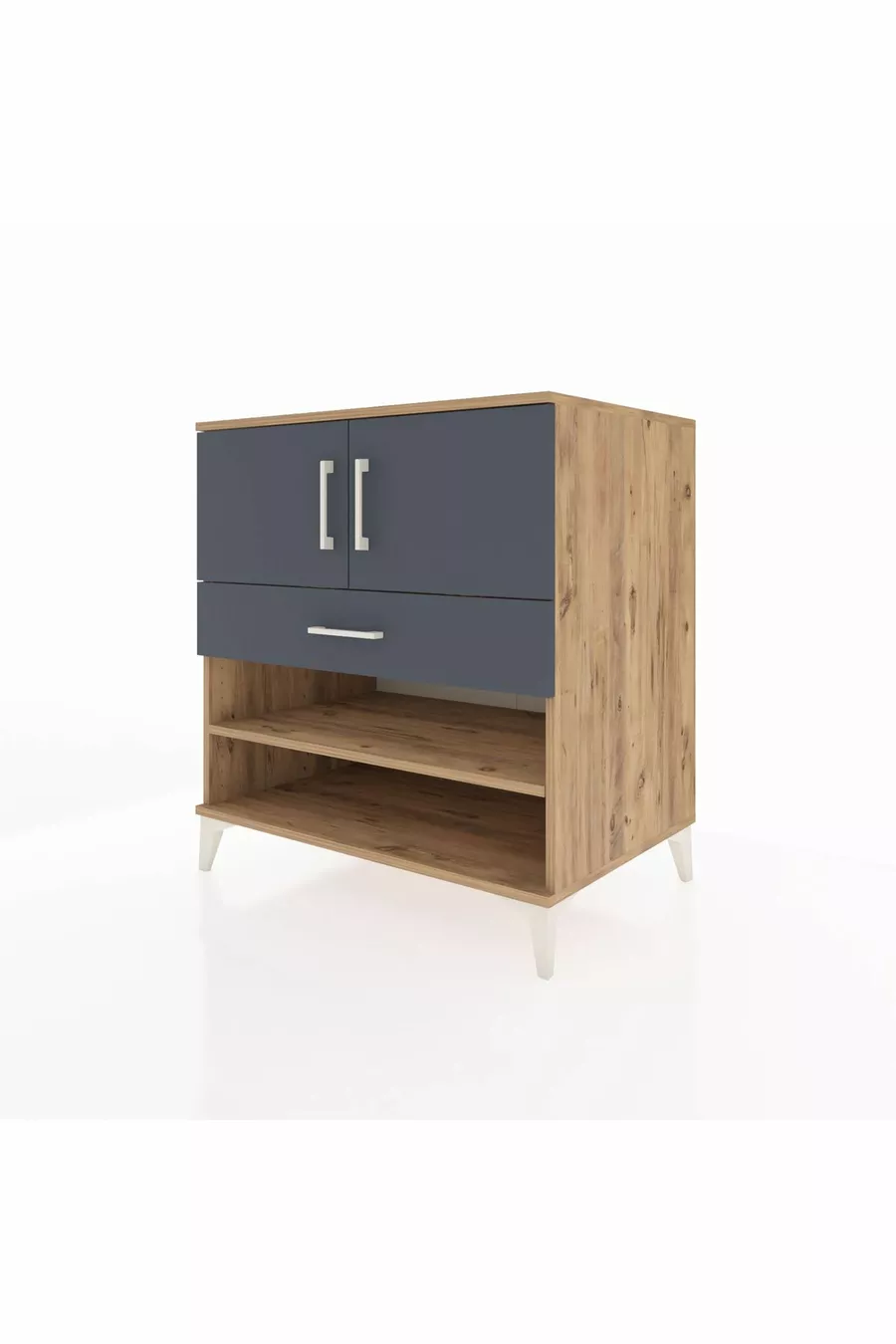 Commode Kronos 3 étagères 1 tiroir 2 portes Pin-Anthracite