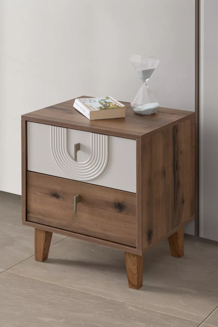 Bedside Table, Megan 2-Drawer Nightstand