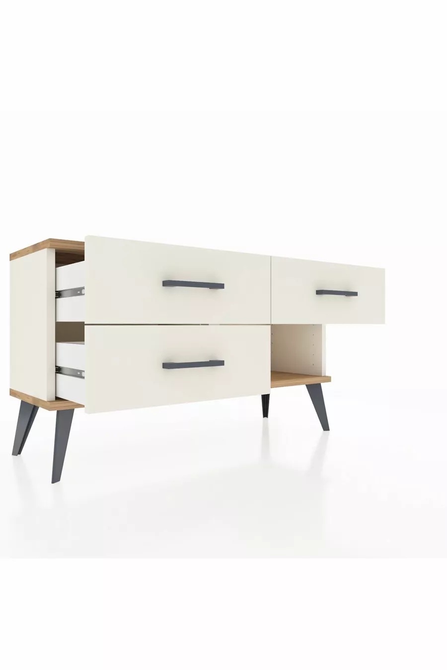 Commode Arges 3 tiroirs Pierre d'Agate-Pin/Pierre d'Agate