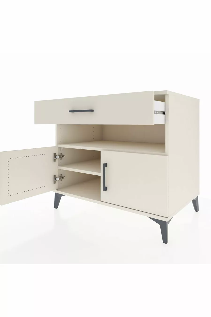 Kronos Dressoir met 2 planken, 1 lade en 2 deuren, Maansteen-Maansteen