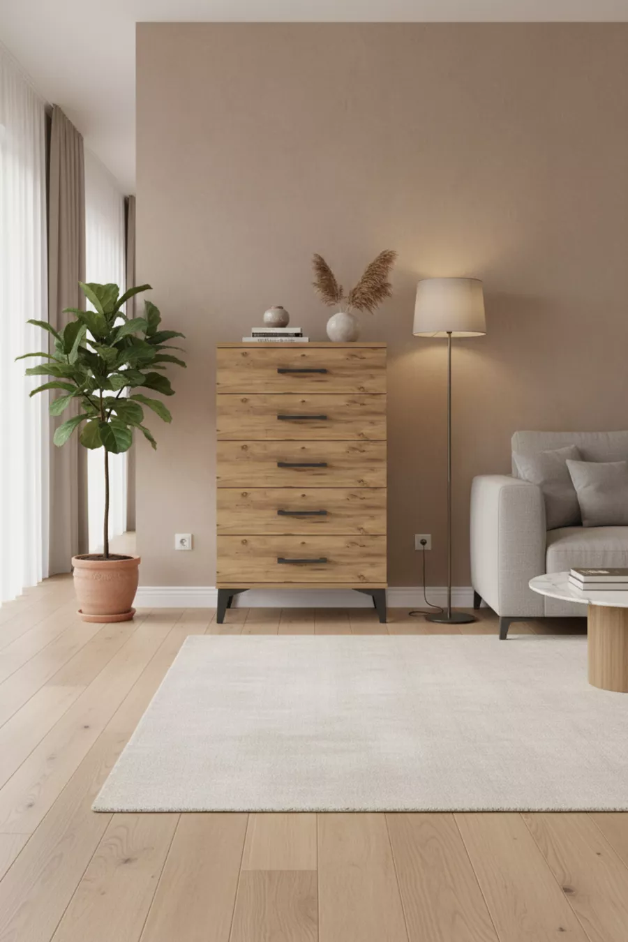 Silva Commode 5 tiroirs en pin - cm | Organisateur de chambre