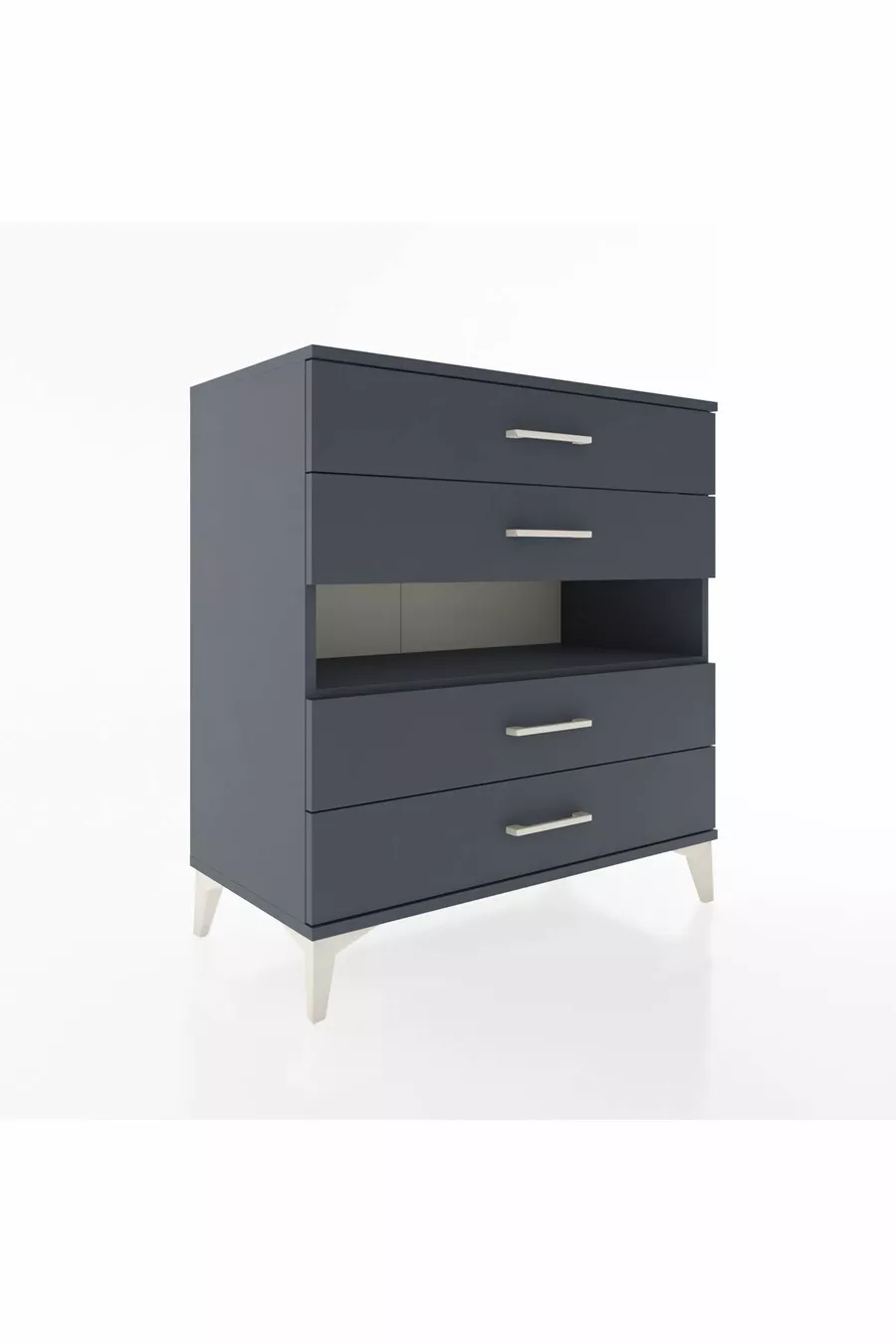 Commode Hyperion à une étagère et 4 tiroirs Anthracite-Anthracite