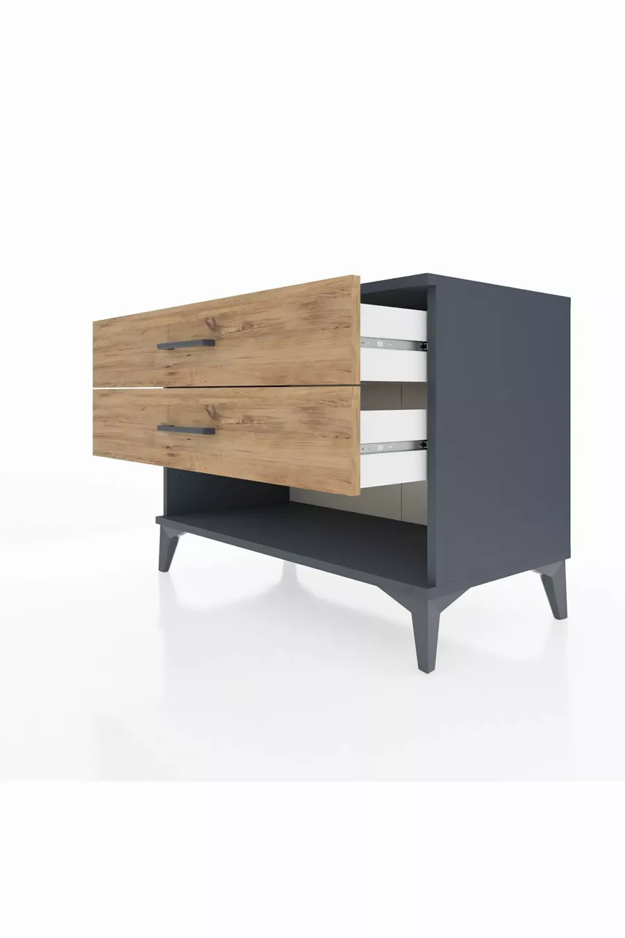 Commode Hyperion 2 tiroirs Anthracite-Sapin