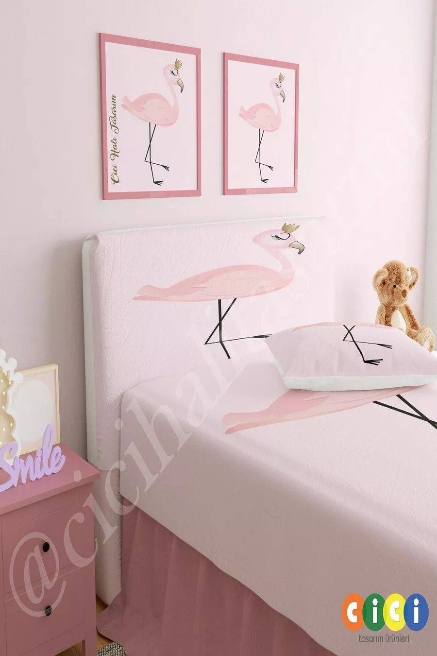 Housse de tête de lit Flamant rose avec couronne