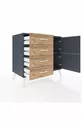 Commode Hyperion à une étagère, 4 tiroirs et 2 portes Anthracite-Anthracite/Sapin