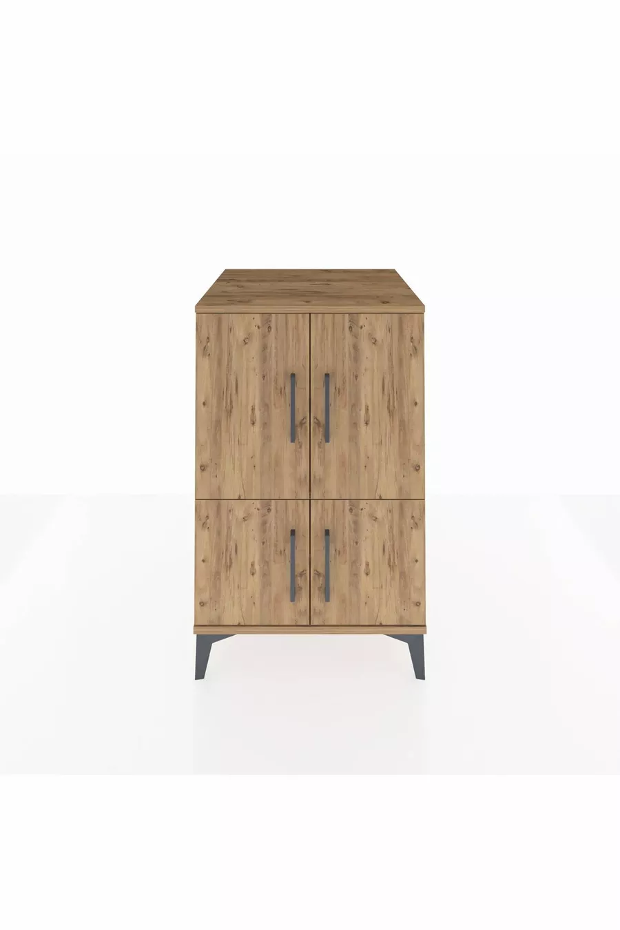 Kronos Nightstand with 2 Shelves and 4 Doors Pine-Pine