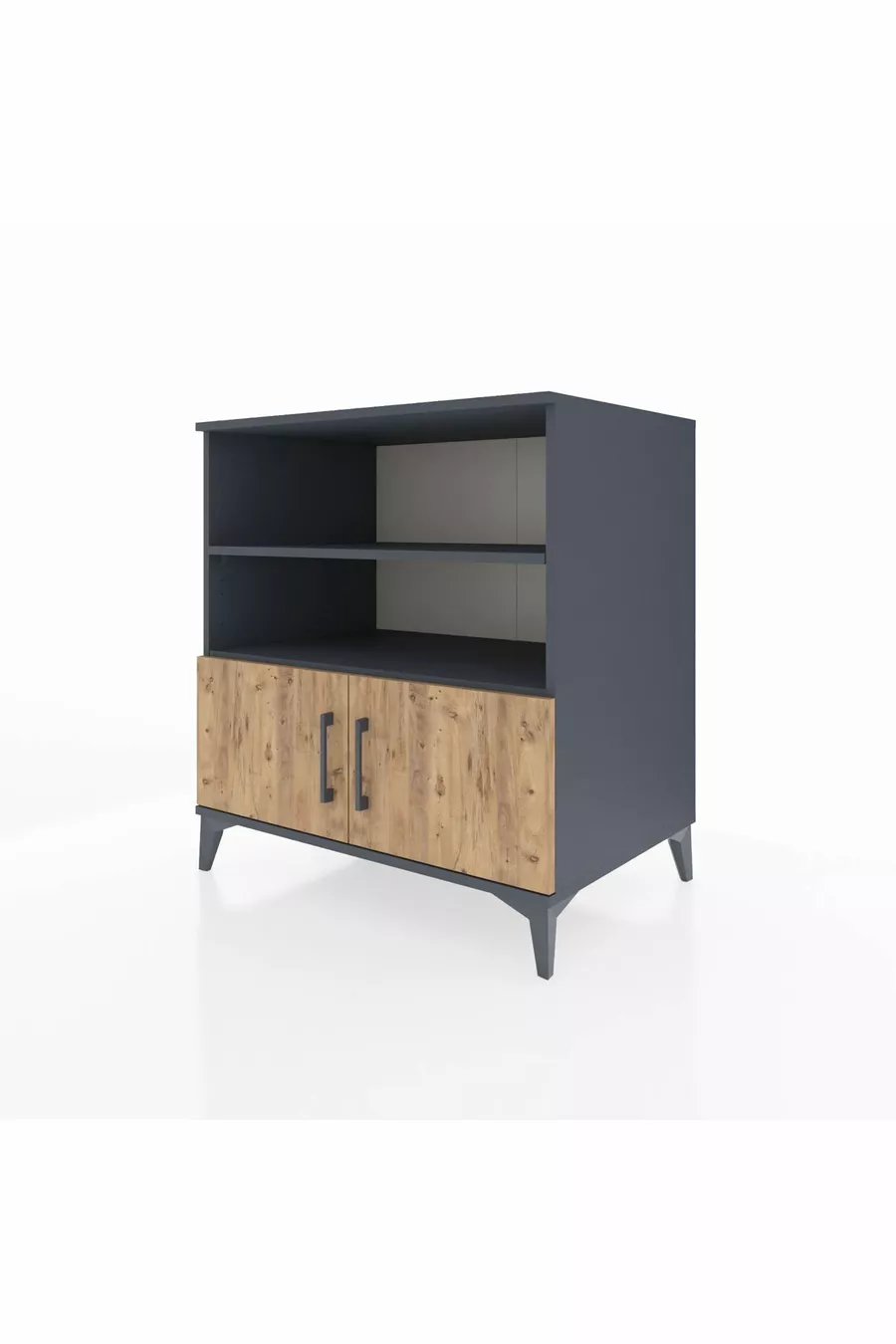 Commode Kronos 3 étagères 2 portes Anthracite-Sapin
