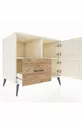 Kronos Dresser 2 Shelves, Single Drawer, 2 Doors, Moonstone-Moonstone/Pine