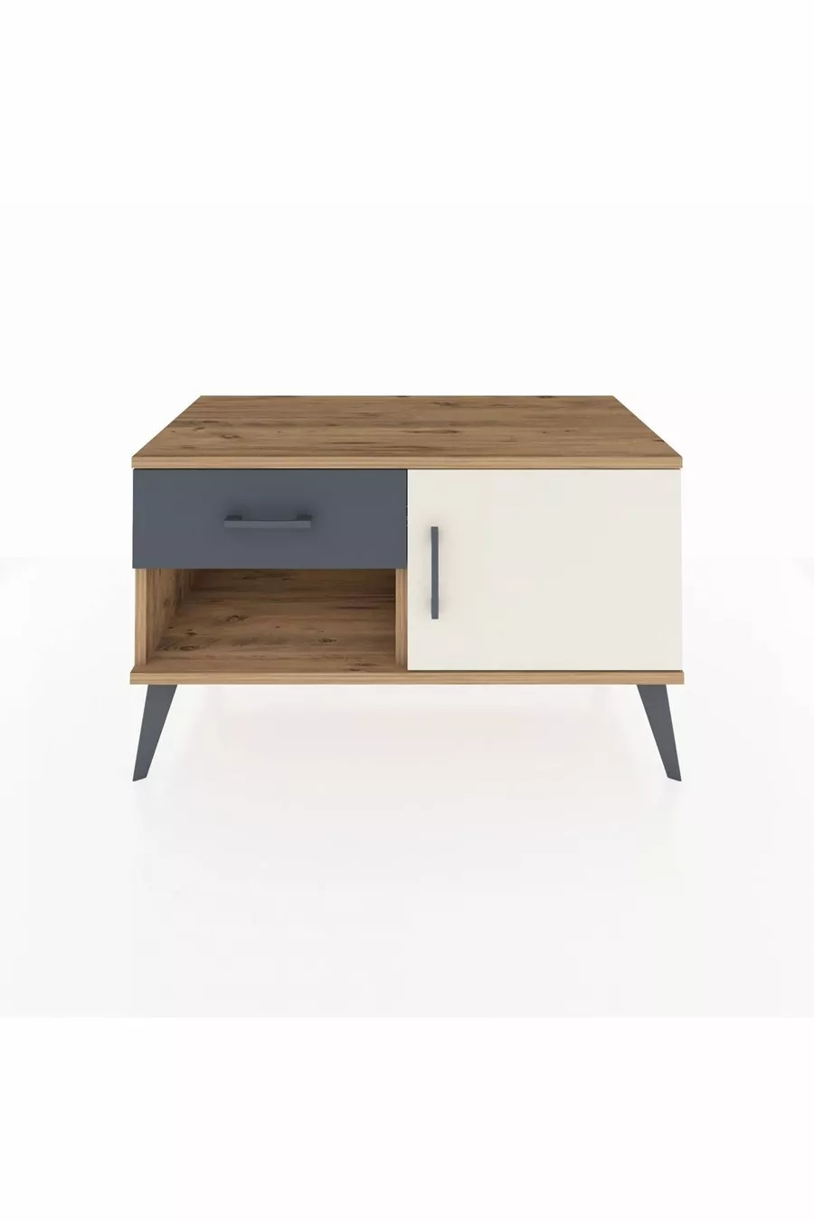 Commode Hyperion avec une étagère, un tiroir et une porte, Pins-Patine/Anthracite